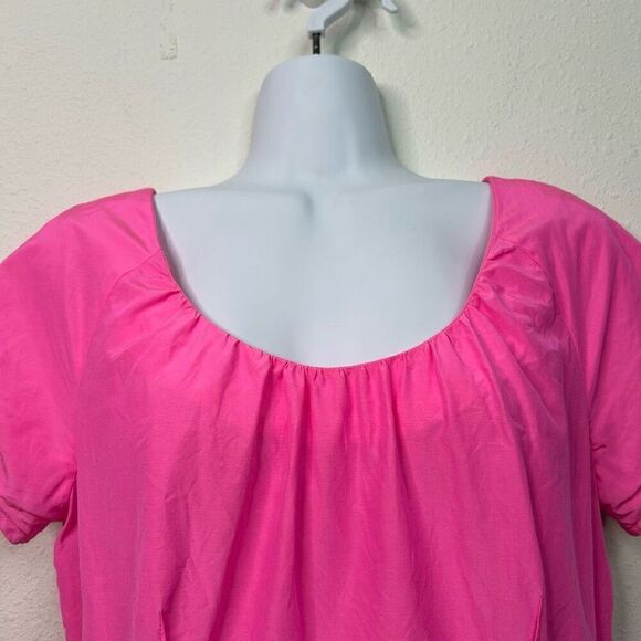 J Crew Silk Pink Barbiecore Babydoll Sheath Puff Sleeve Mini Dress Size 8 - Picture 6 of 16